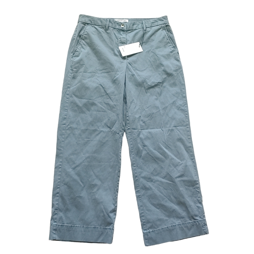 NEW Elizabeth and James Wide Leg Gray Khaki Cropped Length Pants Size 6